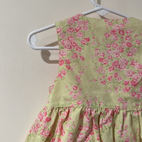 • Janie and Jack • Little Girls Rose Floral V Neck Dress Light Green, Pink - Picture 4 of 4